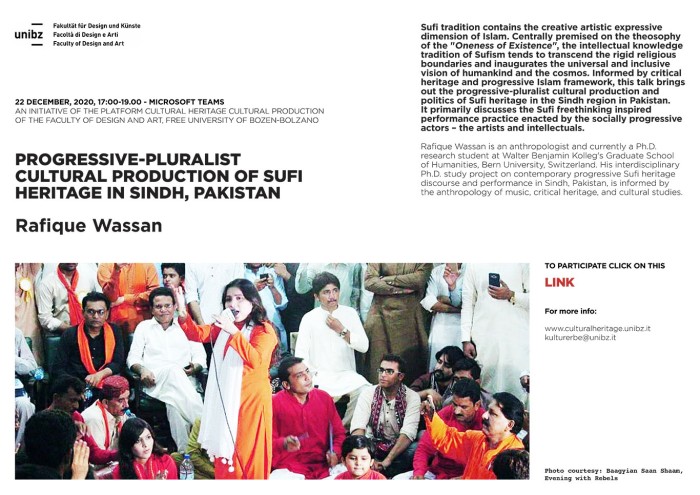 Lecture: Rafique Wassan - Progressive-Pluralist Cultural Production of ...